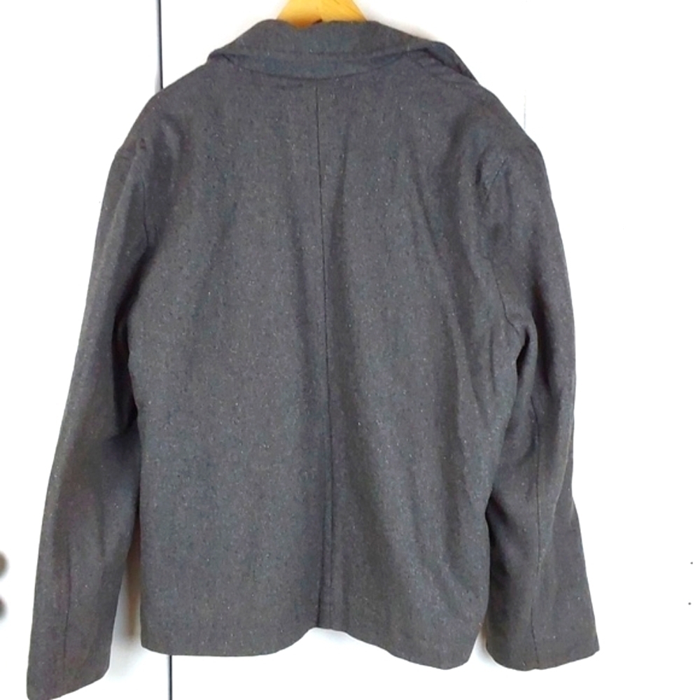 Steve & Barry's Wooly Mammoth Dark Gray Wool Dress Coat Preppy Neutral Sz.L - Picture 9 of 13
